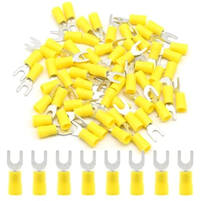 Immagine di Hocansen 50 Pezzi Connettore a Forcella Crimpatrice Crimp Terminale Set Terminali Isolati Crimpare per Cavi Fili Elettrici (PFY/M5)