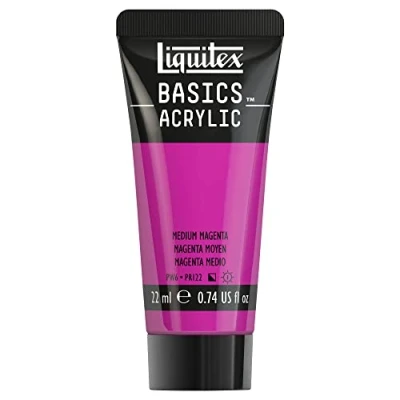 Immagine di LIQUITEX 8870469​ Basics, Pittura Acrilica, Pigmenti per Artisti Monopigmentati, Resistente alla Luce, Durevole nel Tempo, Finitura Satinata, Tubetti da 22 ml, Magenta Medio