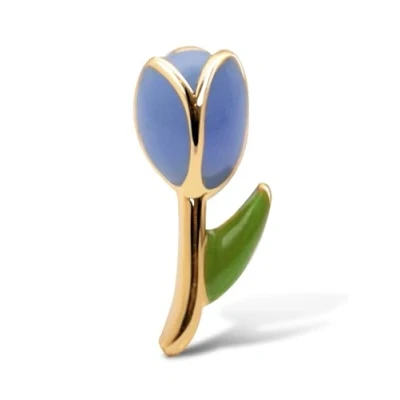 Immagine di SINGULARU Orecchino Tulipán in Argento 925 con Finitura placcata Oro 18 Kt Motivo di Smalto e Dado a Scatto Gioielli da Donna