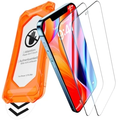 Immagine di UniqueMe per iPhone 12 Pro Max Pellicola Protettiva [Protezione Completa del Display] Vetro Temperato Protettiva, Installazione Automatica, 2 Pezzi