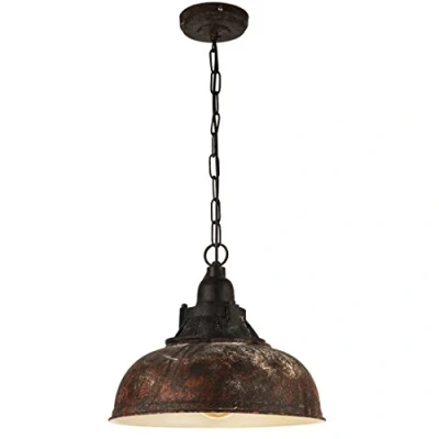 Immagine di Eglo Lampada a sospensione Grantham 1, design vintage, industriale e retrò, acciaio plastica, marrone antico, nero, E27
