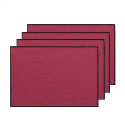 Immagine di Tovagliette per tavolo da pranzo in tessuto cotone lavabile resistente al calore, 35 x 50 cm, colore bordeaux