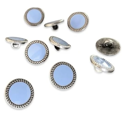 Immagine di Incantevole piccolo argento con bottoni in metallo blu piccoli a occhiello 13 mm (10 pezzi)