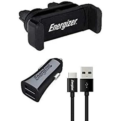 Immagine di ENERGIZER CKITB2CC23 Kit per auto Supporto A clip 3.4 2 USB Cavo C incluso Presa accendisigari Ricarica e sincronizzazione rapida Nero, Compatibile MFI