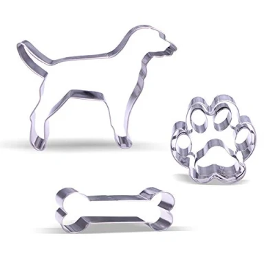 Immagine di Set di 3 formine per biscotti a forma cane, in acciaio inox