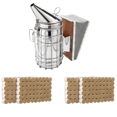 Immagine di HunterBee Kit di Strumenti Apicoltura Starter Attrezzatura Attrezzi,Set Attrezzi per Apicoltura,Acciaio Alveare Fumatore d&#039;api,Cappello Apicoltore