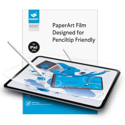 Immagine di MOBDIK 2 Pezzi Paper Nano Pellicola Protettiva per iPad Pro 11 M4 (2024), Nuova Versione Realizzata Scrittura Naturale, Meno Riflessi, Adatta Pennino, con Kit di Install Facile