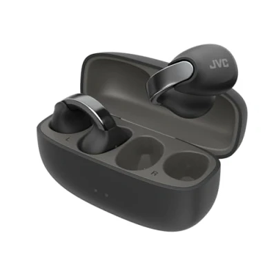 Immagine di JVC Nearphones HA NP1T B, Cuffie in stile Earcuff con archetto lucido, vestibilità comoda, connessione multipoint, Bluetooth 5.3, autonomia di 24 ore, compatibili app Nero
