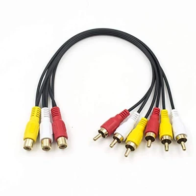 Immagine di Duttek cavo splitter RCA, 3 RCA femmina a 6 maschio spina Y prolunga audio video AV adattatore 30 cm