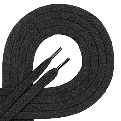 Immagine di Di Ficchiano, lacci da scarpe piatti, in 100% cotone, per sneaker e sportive, molto resistenti, larghezza: circa 7 mm, lunghezza: 45 cm 200 cm, prodotto Europa, Adulti (unisex), Nero , 110