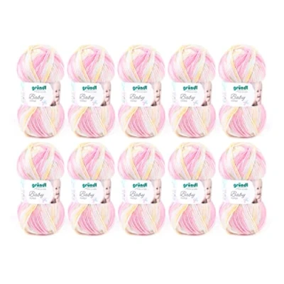 Immagine di Gründl Baby color (filato per maglieria e uncinetto nell’aspetto “lana, 70 % poliacrilico 30 poliammide, 50 g / 150 m, spessore del ferro: 3,5 4,5, 10 x g), Multicolore