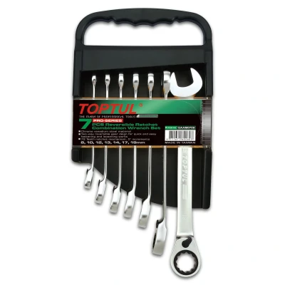 Immagine di Set di chiavi combinate a cricchetto TOPTUL 7Stk (8 10 12 13 14 17 19 mm) PROSeries