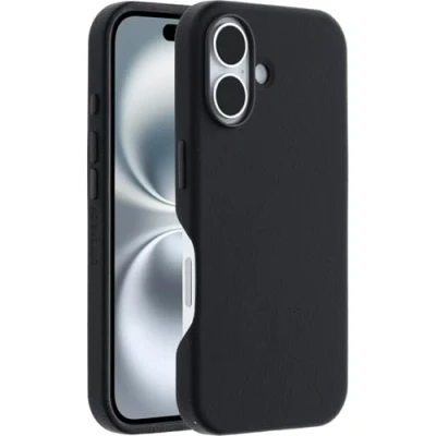 Immagine di OtterBox Symmetry Series Cactus Leather MagSafe custodia per iPhone 16, protettiva sottile antiurto, a prova di caduta, testata 3x vs norme MIL STD 810G, Nero