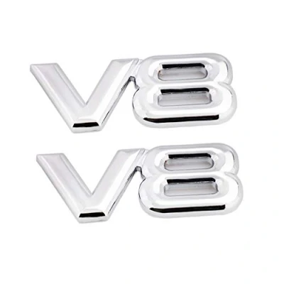 Immagine di V8 Emblema Auto Adesivo Display Motore Distintivo (argento)