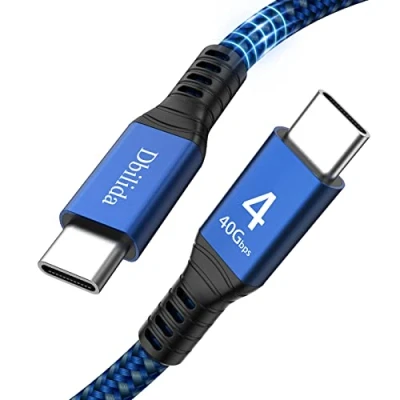 Immagine di Cavo per Thunderbolt 4 0,5 m, Dbilida Nylon intrecciato 40Gbps USB C con 100W PD, 40Gbps, 8K Display compatibile 3 Cavo, USB4, C, Hub, SSD, Docking e altro ancora