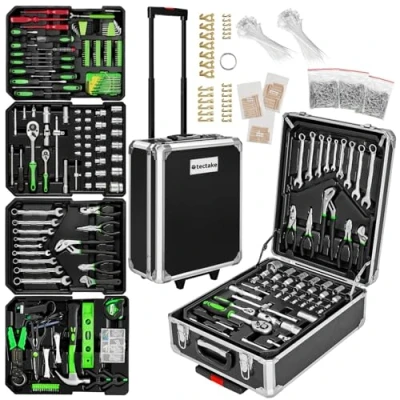 Immagine di TecTake® 1200 Set di Attrezzi Trolley, Valigia Alluminio, Porta Attrezzi, Portautensili, Cassetta, Valigetta da Lavoro, Trolley