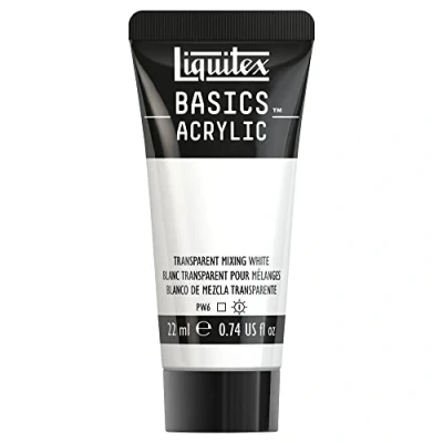 Immagine di LIQUITEX 8870489​ Basics, Pittura Acrilica, Pigmenti per Artisti Monopigmentati, Resistente alla Luce, Durevole nel Tempo, Finitura Satinata, Tubetti da 22 ml, Bianco Trasparente Mescolanze
