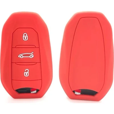 Immagine di Nordecco Custodia in silicone per chiave auto Opel Corsa F Astra L VI 70 piastra Jeep Avenger 3 pulsanti Keyless Remote (rosso)