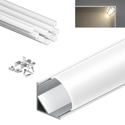 Immagine di KOSOOM profilo per strisce LED, con clip in metallo, copertura opaca antipolvere, lunghezza 1 metro, 10 pezzi, modello LL30, montaggio a superficie, larghezza max mm, dimensioni 15,8 x mm.