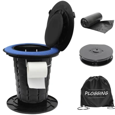 Immagine di PLOGGING Toilette da campeggio retrattile, regolabile in altezza, vasino portatile per adulti e bambini, WC pieghevole campeggio, viaggi auto