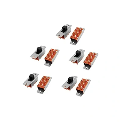 Immagine di sourcing map Dieci pc 250VAC 3A 125VAC 6A 6 terminale 2 Posizione DPDT ON/OFF Mini Interruttore a slitta