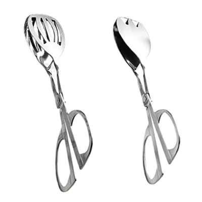 Immagine di 2 Pezzi Acciaio Inox Per Barbecue Pinza, Pinza Buffet, Insalata In Inossidabile, Servire Cottura Cibo Pinze, Insalata, Snack Vari