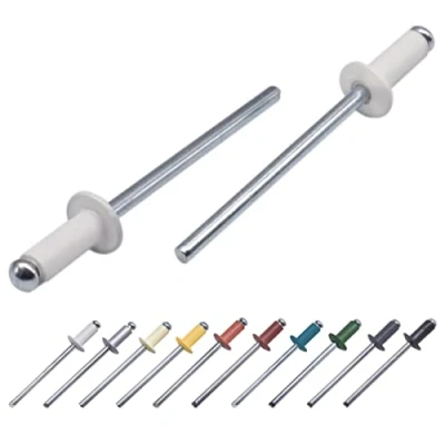 Immagine di Marcopol 100 rivetti per ciechi verniciati, 4,0 x 8 mm, testa a cupola, DIN 7337, rivetto in alluminio e mandrino acciaio, pop (100, bianco puro RAL 9010)