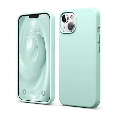 Immagine di elago Cover in silicone liquido compatibile con iPhone 13 (6.1&quot;), custodia premium, protezione completa antiurto a 3 strati, morbida microfibra che previene i graffi, colore: verde