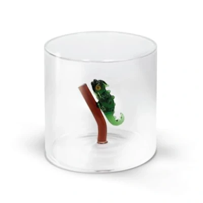 Immagine di WD Lifestyle Bicchiere in Vetro Borosilicato 250ml con Soggetto Colorato Interno (Geco)