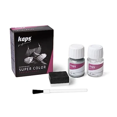 Immagine di Kaps Tinta Super Color + Preparatore (25 ml ognuno), Colorante Professionale per Pelle Naturale, Tela, Ecopelle, Nutre e Ripara le Scarpe in (403 Argento Brillante)