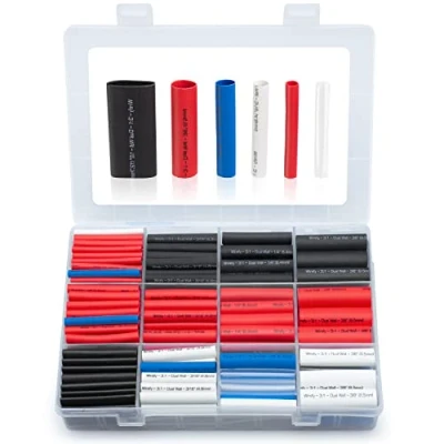 Immagine di Wirefy 275 PZ Kit Guaine Termorestringenti Tubi Isolanti Doppio Strato 3:1 Interno Adesivo Nero, Rosso, Bianco, Trasparente, Blu
