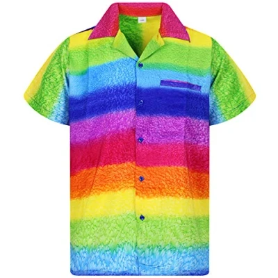 Immagine di V.H.O. Funky Camicia Hawaiana, Rainbow Horizontal, Multicolore, L
