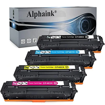 Immagine di alphaink 4 Toner Compatibili con HP 201A 201X CF400A CF400X CF401X CF402X CF403X per Color LaserJet Pro MFP M277dw M252dw M277N M277 M252 M252n M274n M274dw (Nero,Ciano,Giallo,Magenta)