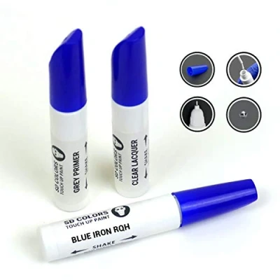 Immagine di SD COLORS 12 ml Vernice Ritocco con Pennello, Trasparente e Primer Blue Iron (RQH) Compatibile Reno Riparazione di Graffi, Scheggiature Verniciatura