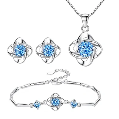 Immagine di TOEECY Parure di Gioielli Quadrifoglio Argento Pendente Collana Orecchini e Bracciali Set Fortunato per Donna Ragazze (#4)