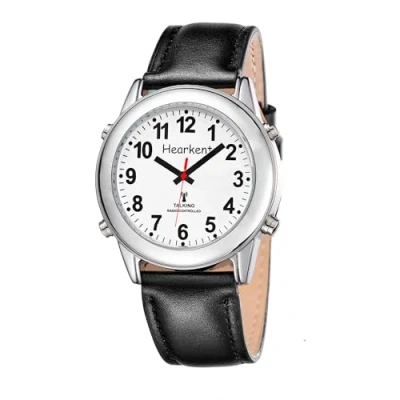 Immagine di Hearkent Atomic Orologio parlante con numeri grandi e Cinturino espandibile, per non vedenti o anziani, in pelle, MEN SIZE, Classico