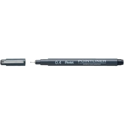 Immagine di Pentel Pointliner S20P 4A, Fineliner, nero, impermeabile e resistente alla luce, 0,4 mm, 1 pezzo (confezione da 1)