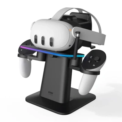 Immagine di KIWI design Dock di Ricarica per Accessori Quest 3S/Quest 3/Quest 2/Quest Pro, Supporto Verticale RGB e Controller Meta Ufficialmente Co branded