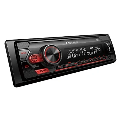 Immagine di Pioneer MVH S220DABAN, 1DIN Autoradio con RDS e DAB+, rossa, USB per MP3, WMA, WAV, FLAC, entrata AUX, inclusa l&#039;antenna DAB, ARC App