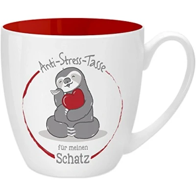 Immagine di GRUSS &amp; CO 45520 Tazza anti stress per il vostro tesoro, 45 cl, idea regalo, in porcellana New Bone Cina, 9,5 cm, colore: rosso
