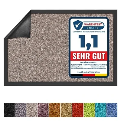 Immagine di Floordirekt Zerbino Rhine, lavabile e resistente, con retro antiscivolo, per ingresso (grigio chiaro (zero), 135 cm x 200 cm)