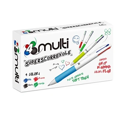 Immagine di OSAMA, 4 Multi Set Penne Colorate Colori, 12 Pezzi Penna Multicolore a Sfera, 1.0 mm, con Inchiostro Nero, Blu, Rosso e Verde, Ideale per Cartoleria Cancelleria Scuola, Università Ufficio