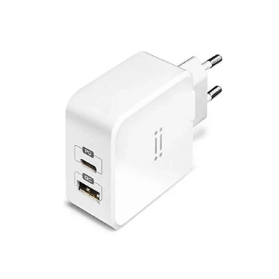 Immagine di aiino Alimentatore USB C per iPhone da 27W, Fast Charger, 2 Porte Quick Charge 3.0 e Type PD, Serie 13/12/11/X/SE, iPad/iPad PRO, Bianco