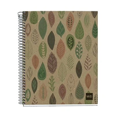 Immagine di Miquelrius Taccuino 100% Riciclato, 4 Strisce di Colore, A5, 120 Fogli a Quadretti da 5 mm, Carta 80 g, 2 Fori, Copertina in Cartone Design Ecofogli