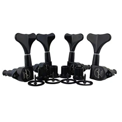 Immagine di Guyker Guitar Bass Tuners (2R + 2L) 1:17 Ratio Headstock Sealed Tuning Key Pegs Machine Head Replacement for Electric Jazz or Precision Instruments Black