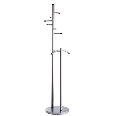 Immagine di Alco Appendiabiti in Acciaio Inox, con 6 Ganci e Staffa separata, autoportante, Circa 47 x 181 cm, Argento, Platzsparend