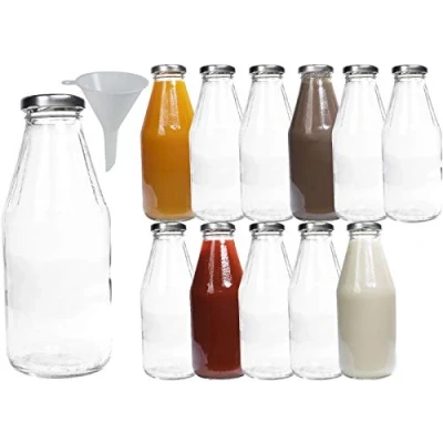 Immagine di Mikken 12 bottiglie di vetro da 500 ml, con tappo a vite, colore: argento, imbuto incluso