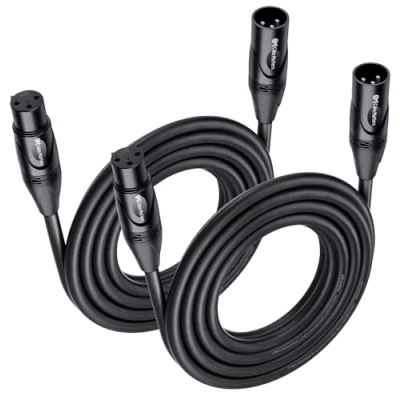 Immagine di Cable Matters Confezione da 2 cavi per microfono XLR a XLR, 4,5 m, rame privo di ossigeno (OFC) maschio femmina, XLR/cavo
