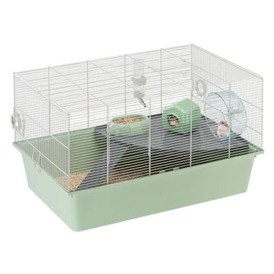 Immagine di Ferplast Gabbia per Criceti MILOS XL, Habitat Criceti, Base in plastica e struttura ferro riciclati, Facile Manutenzione, modulare, Accessori Inclusi, 69,5 x 46 h 41 cm