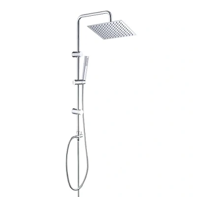 Immagine di Görbach Colonna Doccia acciaio INOX Senza Miscelatore Fori Muro Regolabili Set a Pioggia Con Doccetta Mano e Soffione in 20 * quadrato